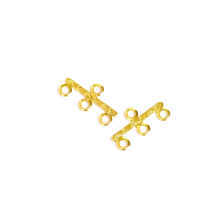 Connecteurs Multirang 8,5 x 15 mm 3 Anneaux Doré à l'or fin 24K - 4 pcs - Perles Corner - Rougier et Plé