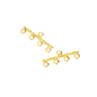 Connecteurs Multirang 8,5 x 21 mm 4 Anneaux Doré à l'or fin 24K - 4 pcs - Perles Corner - Rougier et Plé