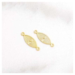Connecteurs Œil 6 x 18 mm Doré à l'or fin 24K - 2 pcs - Perles Corner - Rougier et Plé