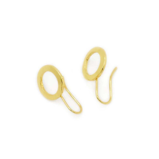 Crochets Boucles d'oreilles Disque 13 x 22 mm Doré à l'or fin 24K - 2 pcs - Perles Corner - Rougier et Plé