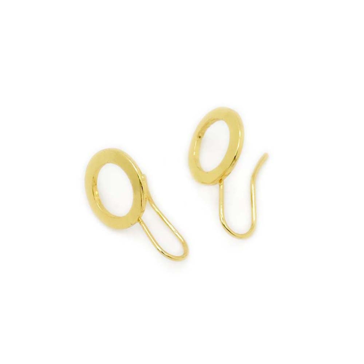 Crochets Boucles d'oreilles Disque 13 x 22 mm Doré à l'or fin 24K - 2 pcs - Perles Corner - Rougier et Plé
