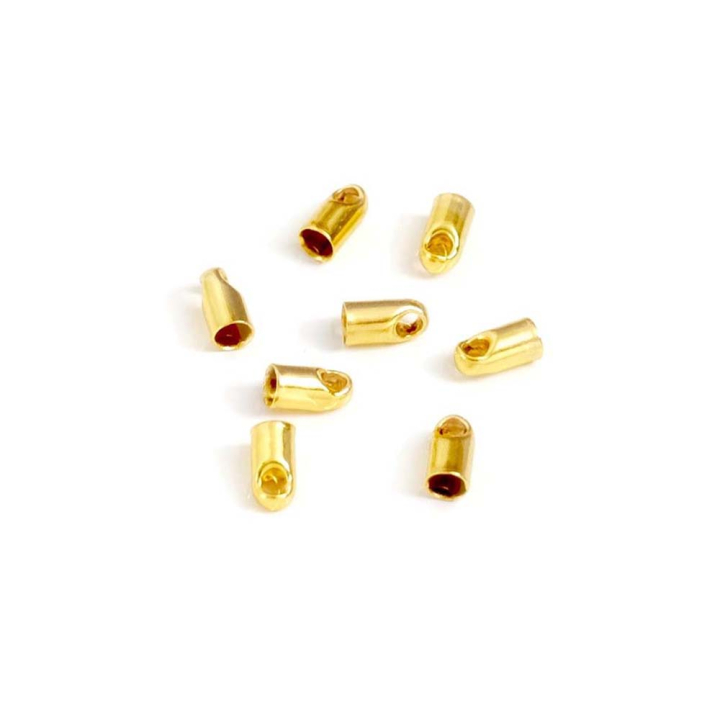 Embouts pour Cordon Rond 2 mm Doré à l'or fin 24K -  8 pcs - Perles Corner - Rougier et Plé