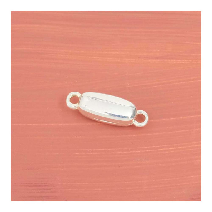 Fermoir Aimanté 2 Anneaux 5 x 18 mm Zamak argenté - Perles Corner - Rougier et Plé