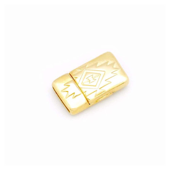 Fermoir Aimanté Rectangle Boho pour Lanière 10 mm - Zamak doré - Perles Corner - Rougier et Plé
