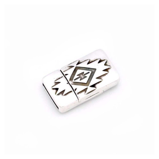 Fermoir Aimanté Rectangle Boho pour Lanière 10 mm Zamak argenté - Perles Corner - Rougier et Plé