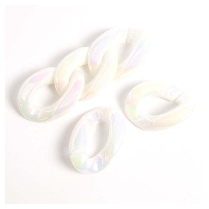 Maillons 20 x 28 mm en Acétate Blanc Irisé AB 6 pcs - Perles Corner - Rougier et Plé