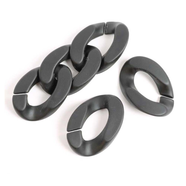 Maillons 20 x 28 mm en Acétate Noir Mat 6 pcs - Perles Corner - Rougier et Plé