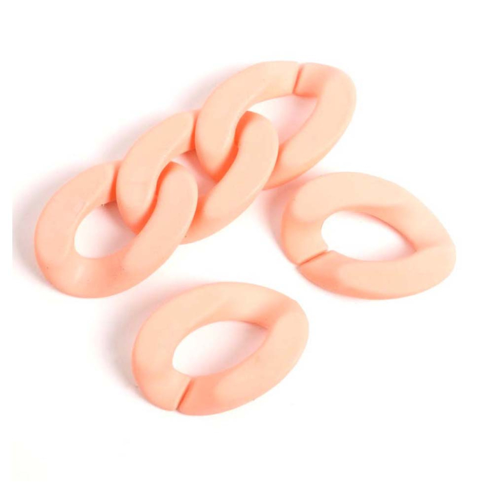 Maillons 20 x 28 mm en Acétate Corail Rose Mat 6 pcs - Perles Corner - Rougier et Plé
