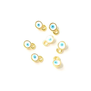 Mini Pendentifs Œil Émaillé 4 x 7 mm Doré à l'or fin 24K - 2 pcs - Perles Corner - Rougier et Plé