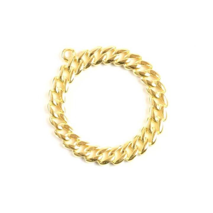 Pendentif Anneau Gourmette 28,5 x 31,2 mm Doré à l'or fin 24K - Perles Corner - Rougier et Plé