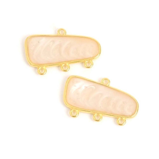 Pendentif Chandelier Rectangle Émaillé 27,4 x 16,3 mm A MODIF Doré à l'or fin 24K - Perles Corner - Rougier et Plé