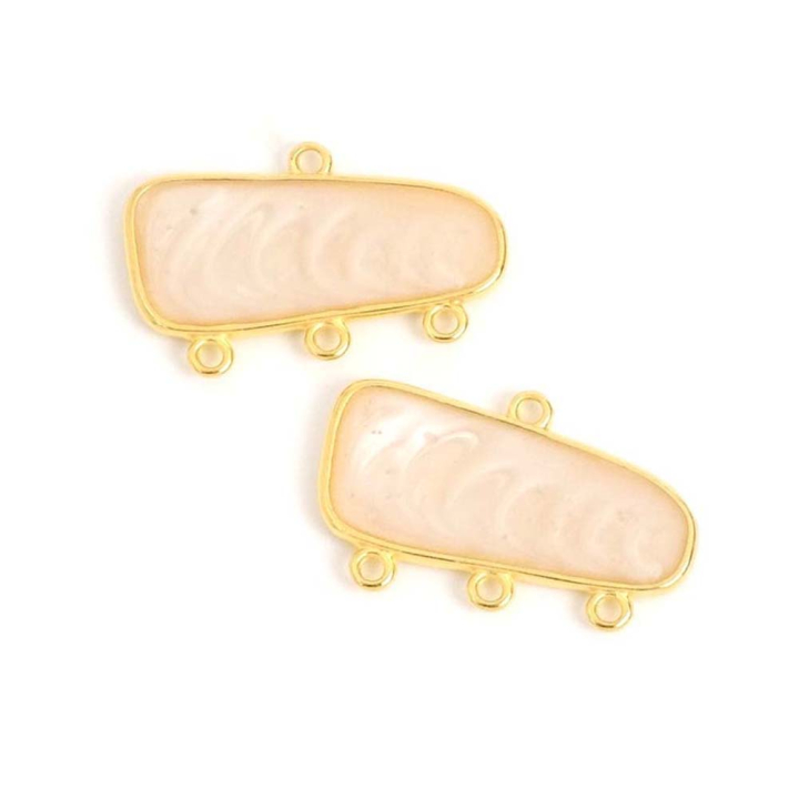 Pendentif Chandelier Rectangle Émaillé 27,4 x 16,3 mm A MODIF Doré à l'or fin 24K - Perles Corner - Rougier et Plé