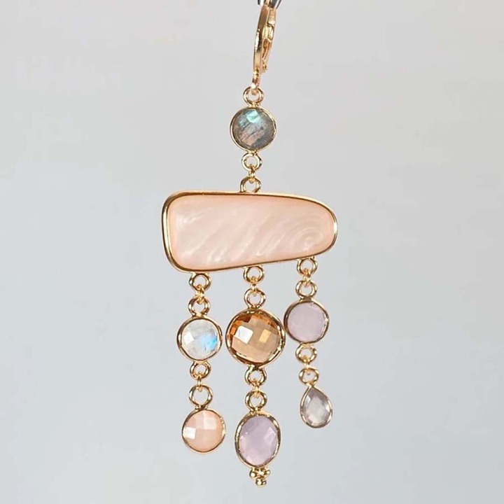 Pendentif Chandelier Rectangle Émaillé 27,4 x 16,3 mm A MODIF Doré à l'or fin 24K - Perles Corner - Rougier et Plé