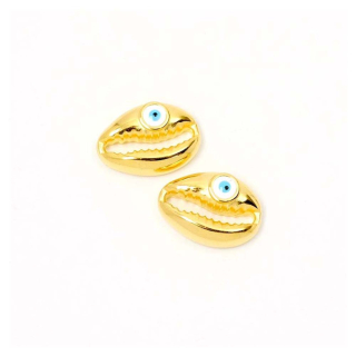 Pendentif Coquillage Cauris Émaillé Œil 12,7 x 17,9 mm Doré à l'or fin 24K - Perles Corner - Rougier et Plé
