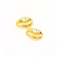 Pendentif Coquillage Cauris Émaillé Œil 12,7 x 17,9 mm Doré à l'or fin 24K - Perles Corner - Rougier et Plé