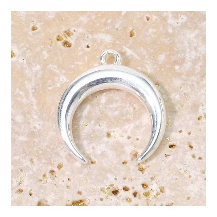 Pendentif Corne 22 x 23 mm Zamak argenté - Perles Corner - Rougier et Plé