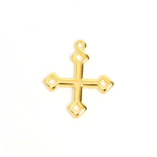 Pendentif Croix 21 x 24 mm Doré à l'or fin 24K - Perles Corner - Rougier et Plé