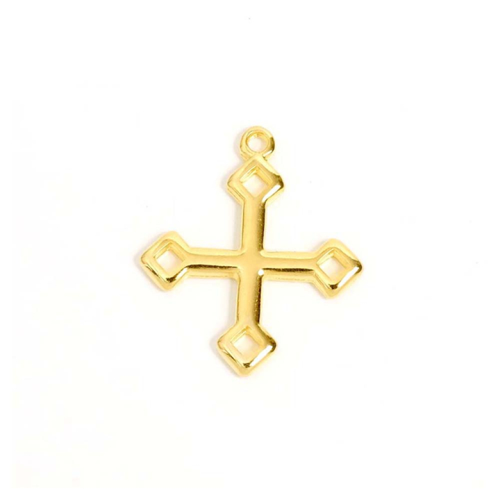 Pendentif Croix 21 x 24 mm Doré à l'or fin 24K - Perles Corner - Rougier et Plé