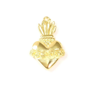 Pendentif Ex-Voto Cœur 19 x 30 mm Doré à l'or fin 24K - Perles Corner - Rougier et Plé