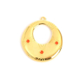 Pendentif Goutte Ethnique 27,7 x 26,6 mm Émaillé Orange Doré à l'or fin 24K - Perles Corner - Rougier et Plé