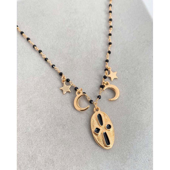 Pendentif Ovale Émaillé 11,4 x 22,4 mm Doré à l'or fin 24K - Perles Corner - Rougier et Plé