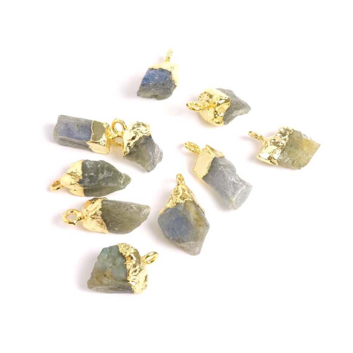 Pendentif en Pierre naturelle Brute Doré à l'or fin 24K - Perles Corner - Rougier et Plé