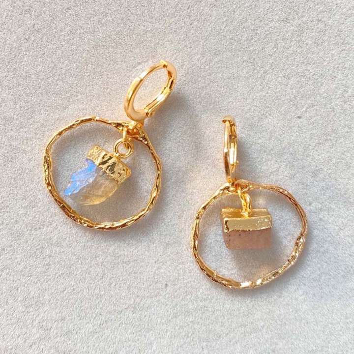 Pendentif en Pierre naturelle Brute Doré à l'or fin 24K - Perles Corner - Rougier et Plé