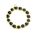 Pendentif Rond 28,5 x 30 mm Émaillé Noir Doré à l'or fin 24K - Perles Corner - Rougier et Plé