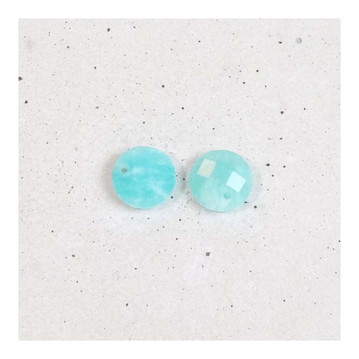 Pendentif Rond Facetté 8 mm en Pierre Naturelle Amazonite - Perles Corner - Rougier et Plé