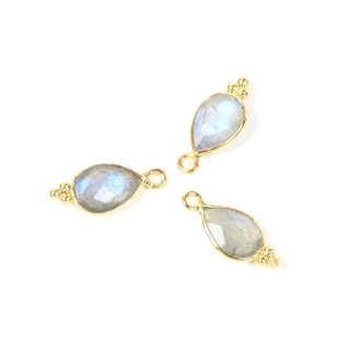 Pendentif Serti Goutte Bohème Pierre naturelle 6,8 x 16 mm Doré à l'or fin 24K - Perles Corner - Rougier et Plé