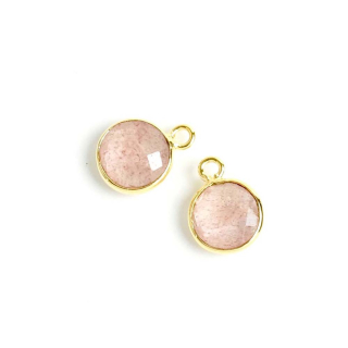Pendentif Serti Rond Pierre naturelle 9 x 12 mm Doré à l'or fin 24K - Perles Corner - Rougier et Plé