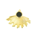 Pendentif Soleil Émail Noir 25,8 x 32,4 mm Doré à l'or fin 24K - Perles Corner - Rougier et Plé