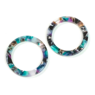 Pendentifs Anneau 32 mm en Acétate 2 pcs - Perles Corner - Rougier et Plé