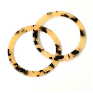 Pendentifs Anneau 59,4 mm en Acétate Beige 2 pcs - Perles Corner - Rougier et Plé