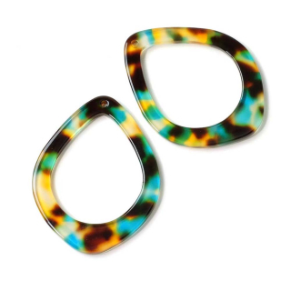 Pendentifs Anneau Goutte 32 x 42 mm en Acétate 2 pcs - Perles Corner - Rougier et Plé