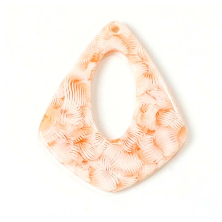 Pendentifs Anneau Losange 31 x 37 mm en Acétate Corail 2 pcs - Perles Corner - Rougier et Plé