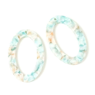 Pendentifs Anneau Ovale 26 x 38 mm en Acétate Corail Turquoise - 2 pcs - Perles Corner - Rougier et Plé