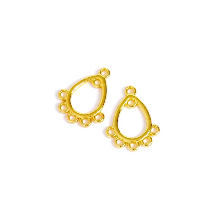Pendentifs Chandelier Goutte 12 x 16 mm Doré à l'or fin 24K - 4 pcs - Perles Corner - Rougier et Plé