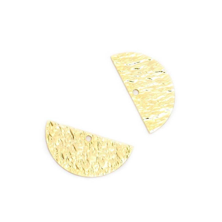 Pendentifs Demi-Cercle 20 x 10 mm Texturé 2 pcs - Perles Corner - Rougier et Plé