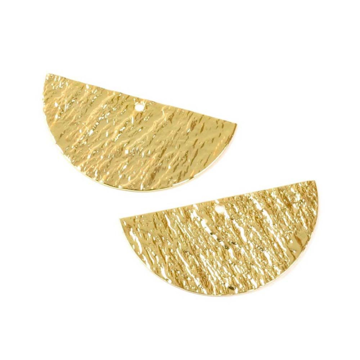 Pendentifs Demi-Cercle 30 x 15 mm Texturé 2 pcs - Perles Corner - Rougier et Plé