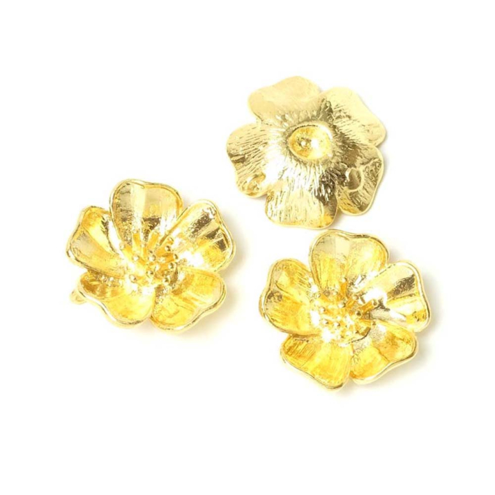 Pendentifs Fleur ø 20 mm Doré à l'or fin 24K - 2 pcs - Perles Corner - Rougier et Plé