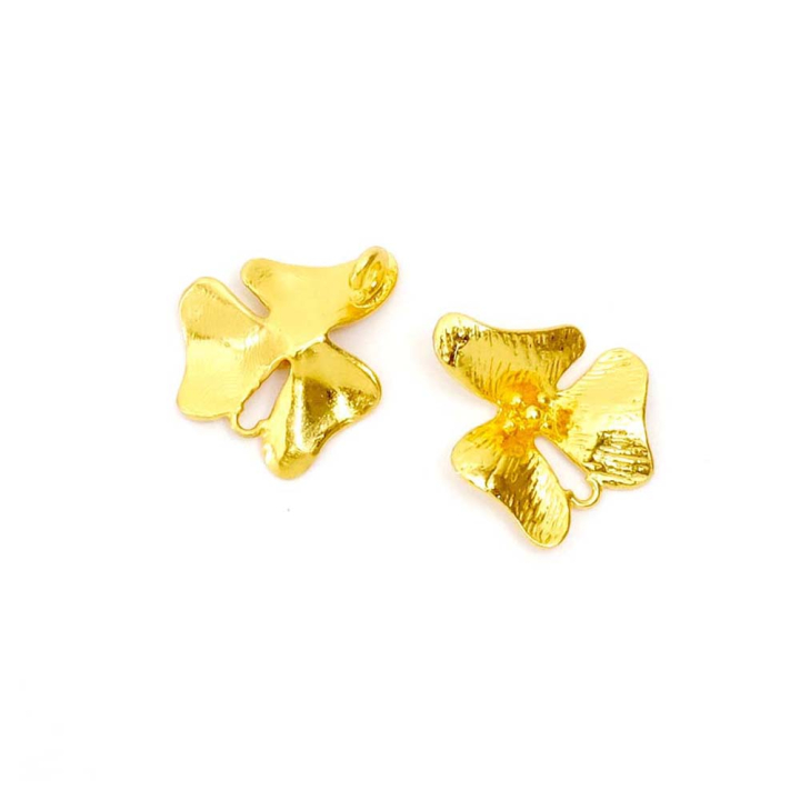 Pendentifs Fleur Orchidée 15 x 17 mm Doré à l'or fin 24K - 2 pcs - Perles Corner - Rougier et Plé