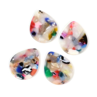 Pendentifs Goutte 23 x 29 mm en Acétate Colorfull - 2 pcs - Perles Corner - Rougier et Plé
