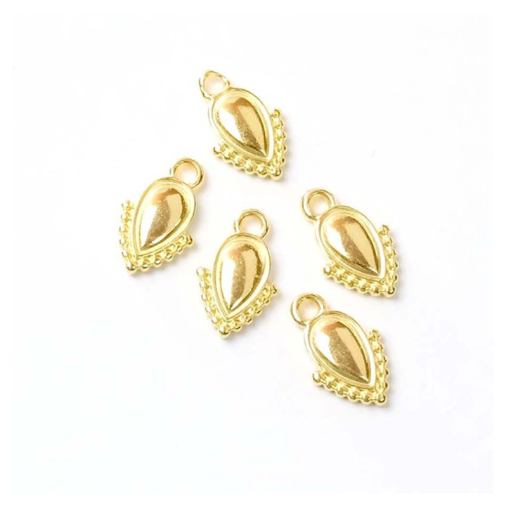 Pendentifs Goutte Bohème 7,8 x 12,5 mm Doré à l'or fin 24K - 4 pcs - Perles Corner - Rougier et Plé