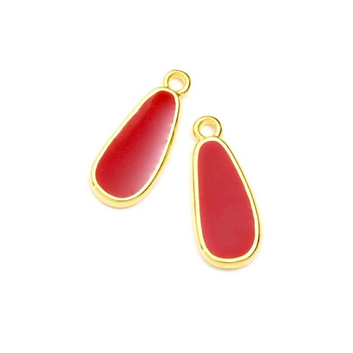 Pendentifs Goutte 7 x 17 mm Doré à l'or fin 24K Émaillé 2 pcs - Perles Corner - Rougier et Plé