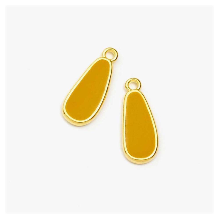 Pendentifs Goutte 7 x 17 mm Doré à l'or fin 24K Émaillé 2 pcs - Perles Corner - Rougier et Plé