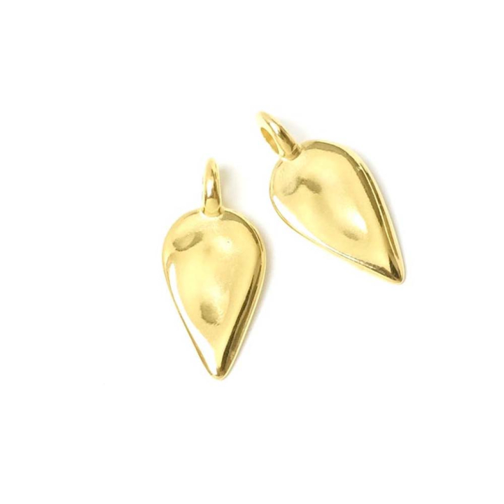 Pendentifs Goutte irrégulière 10 x 22 mm Doré à l'or 24K - 2 pcs - Perles Corner - Rougier et Plé