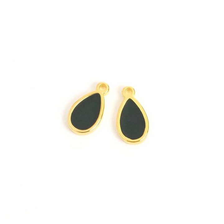 Pendentifs Goutte Vitrail 8,2 x 15 mm Doré à l'or fin 24K - 2 pcs - Perles Corner - Rougier et Plé