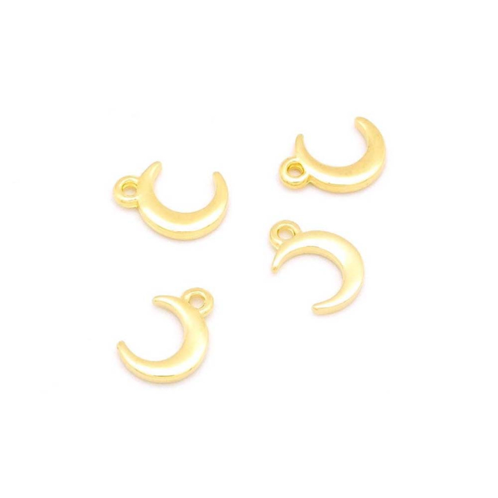 Pendentifs Lune 9 x 12 mm Zamak Argenté 4 pcs - Perles Corner - Rougier et Plé