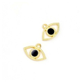 Pendentifs Œil noir Émaillé 15 x 11 mm Doré à l'or fin 24K - 2 pcs - Perles Corner - Rougier et Plé
